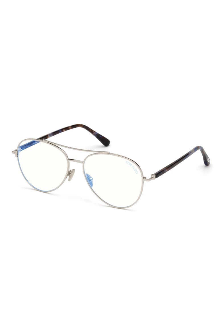 55mm Blue Light Blocking Glasses, Alternate, color, SHINY PALLADIUM/ BLUE HAVANA