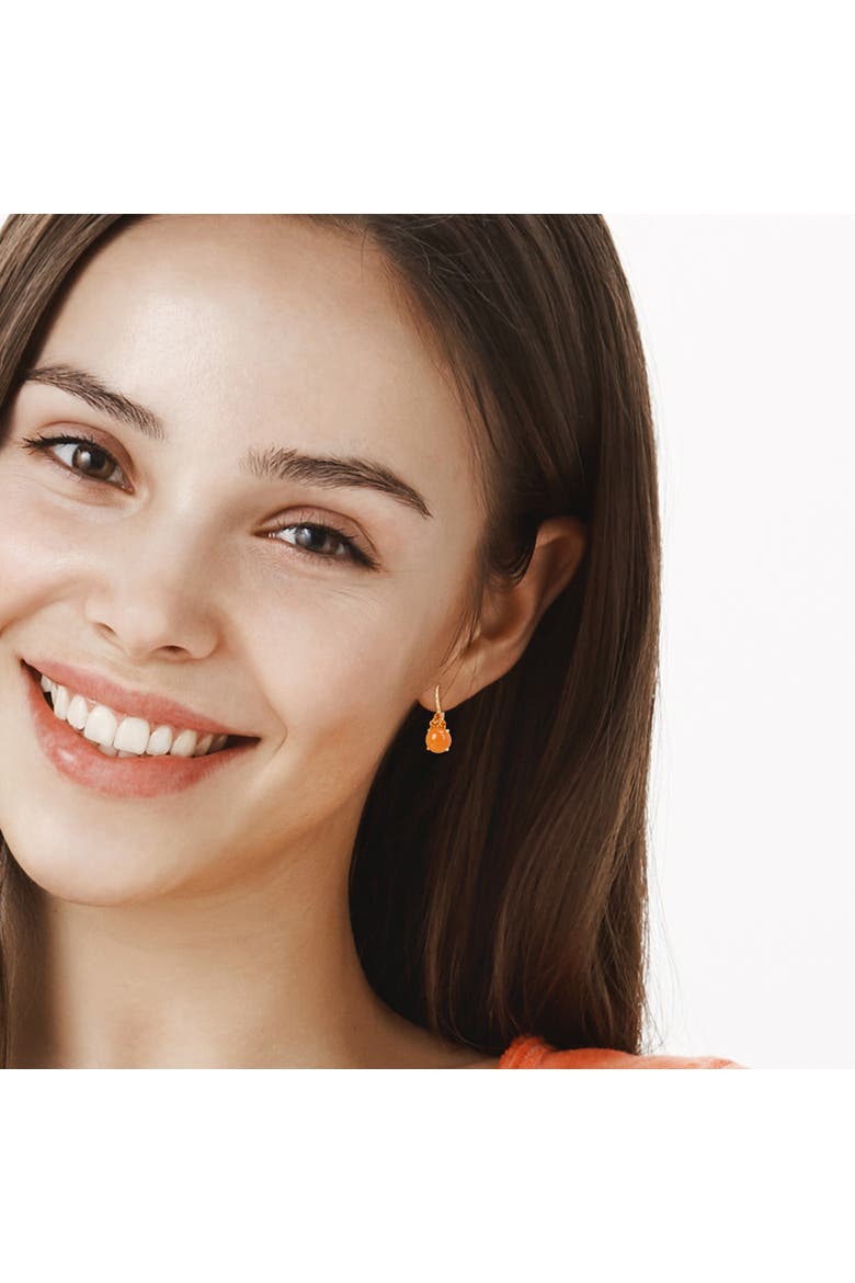 Orange Moonstone & Sapphire Circle Earrings, Alternate, color, Moonstone