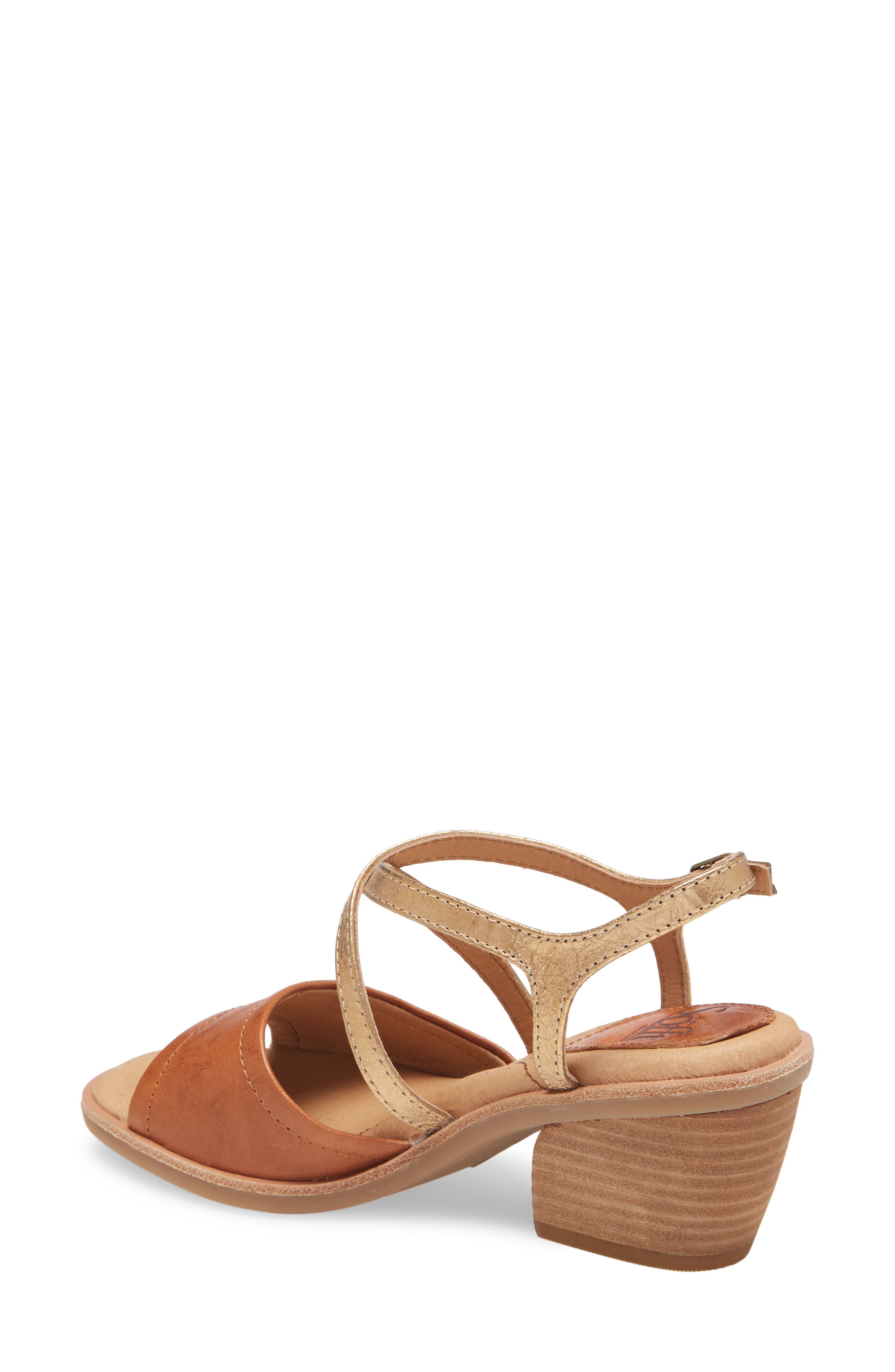 Piara Block Heel Sandal, Alternate, color, LUGGAGE/ GOLD LEATHER