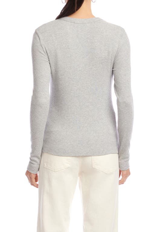 Karen Kane Long Sleeve Rib Top In Gray