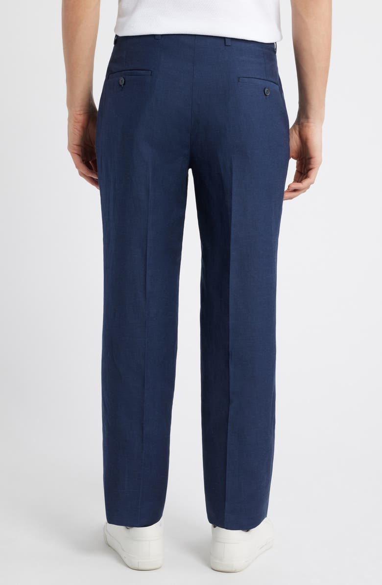 Peter Millar Harker Navy Flat Front Wool & Linen Dress Pants, Alternate, color, Navy