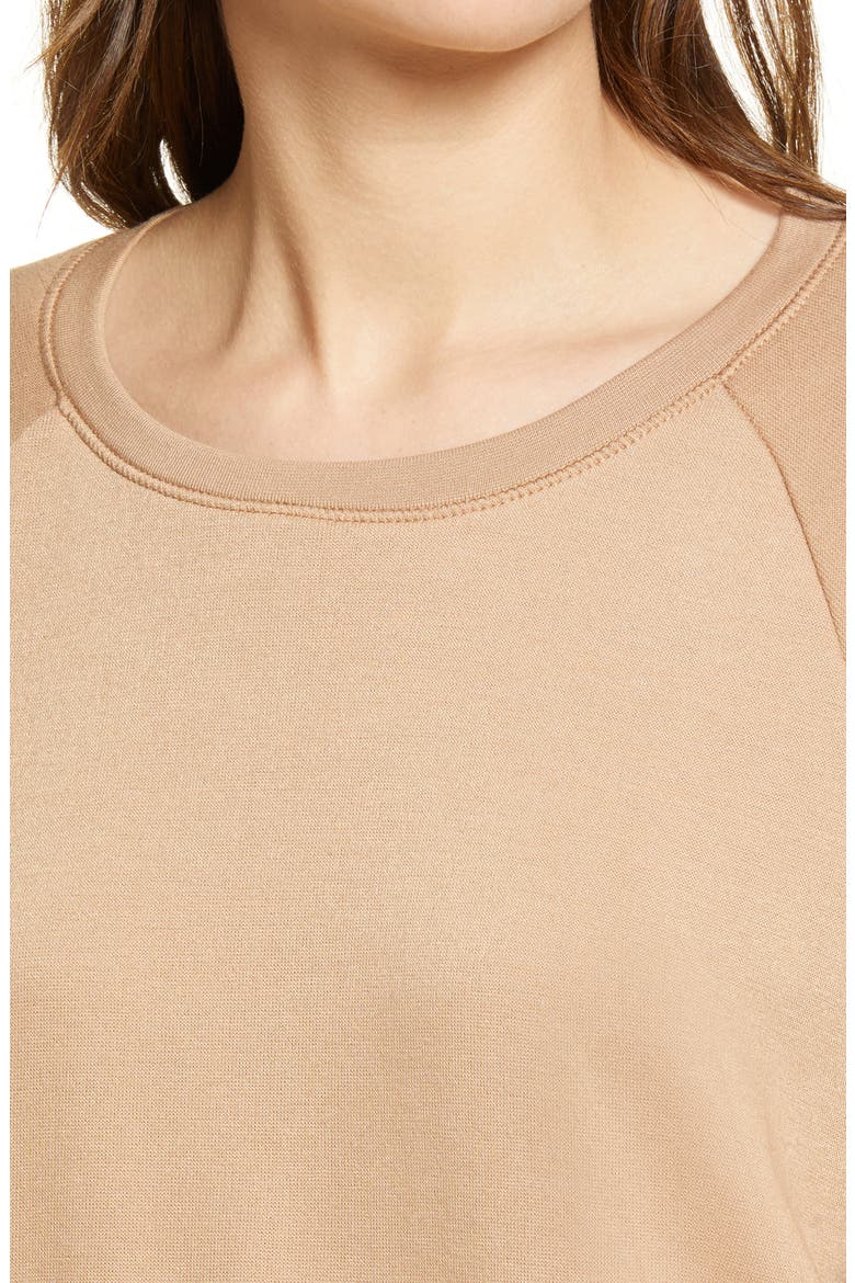 Crewneck Tunic Sweatshirt, Alternate, color, TAN BURRO
