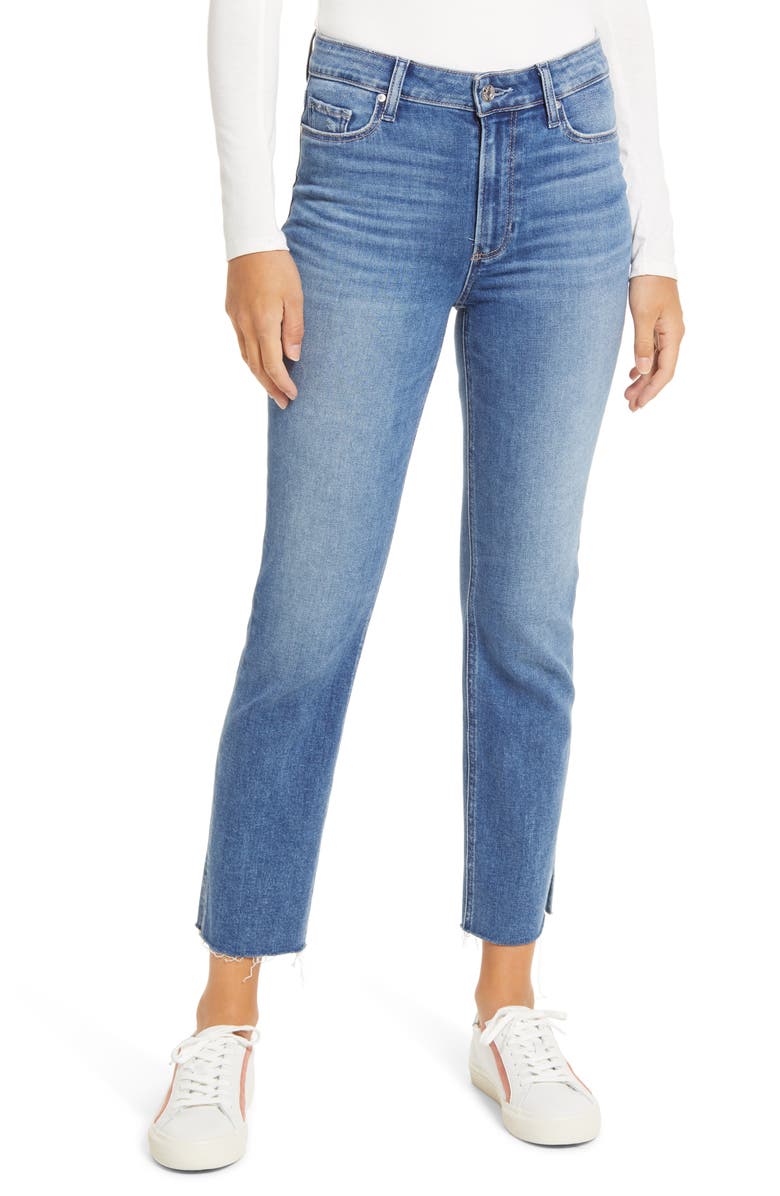 PAIGE Cindy Split Raw Hem Straight Leg Jeans, Main, color, 