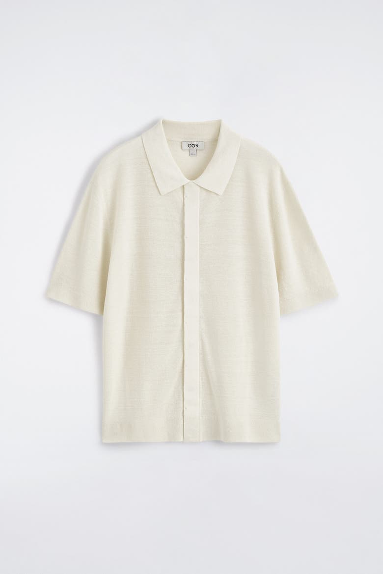 Textured Knitted Linen Shirt, Alternate, color, CREAM