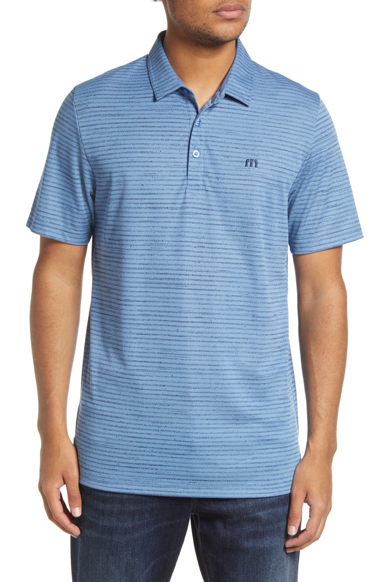 Fraser Island Stripe Cotton Blend Golf Polo, Main, color, RIVIERA
