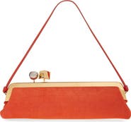 Jacquemus La Pochette Salon Croc Embossed Suede Clutch