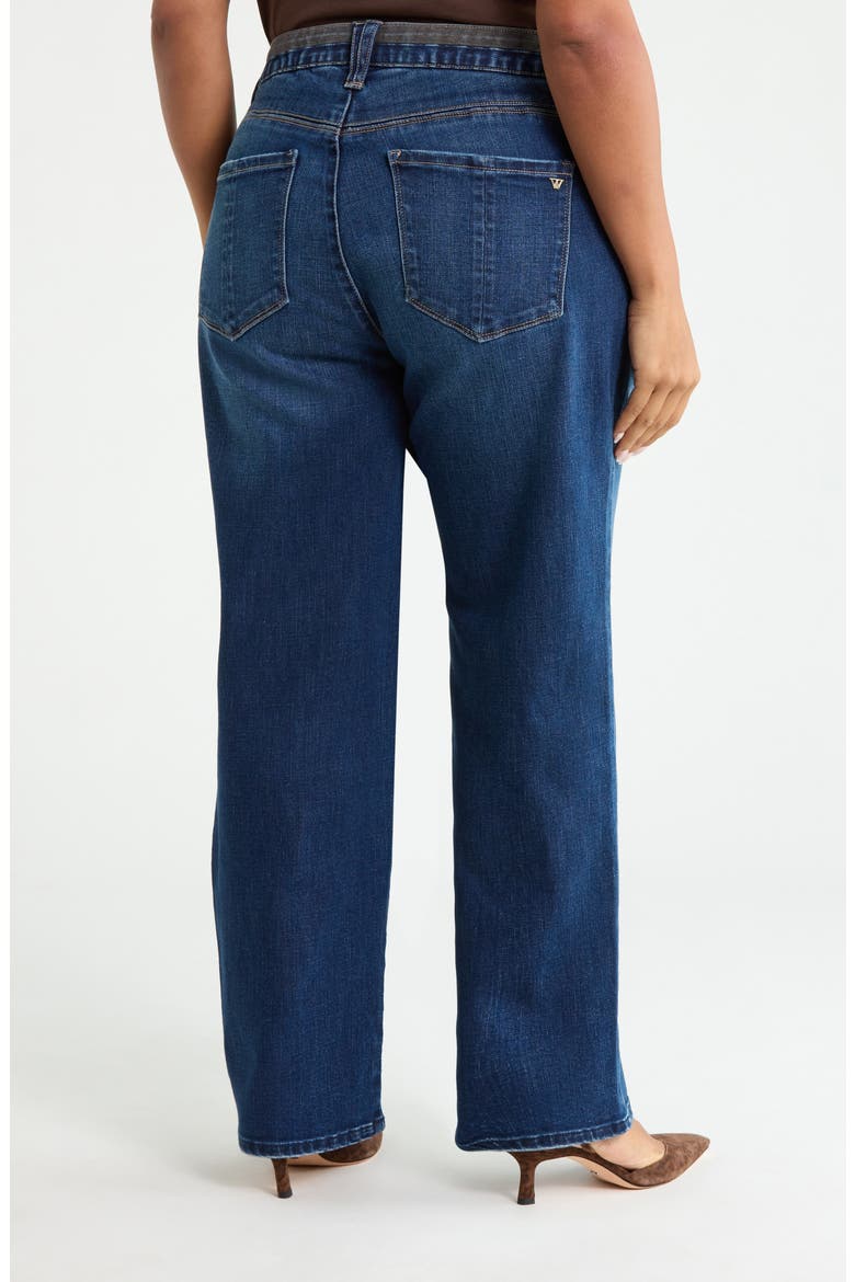 Contrast Trim Straight Leg Jeans, Alternate, color, BLUE