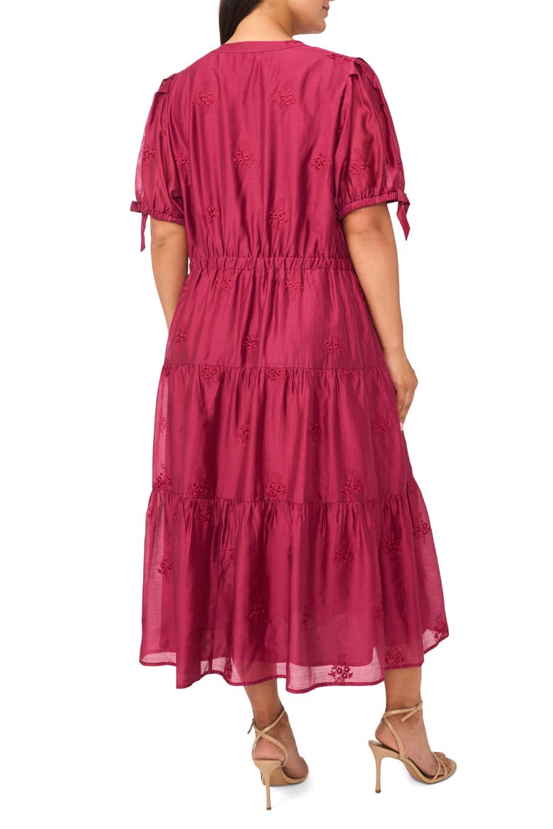 Balloon Sleeve Split Neck A-Line Maxi Dress, Alternate, color, VIVID PLUM