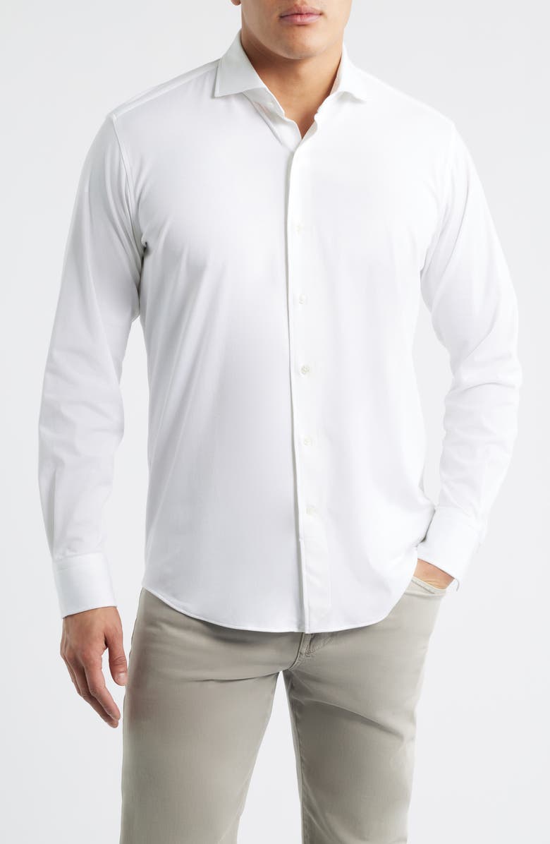 Peter Millar Excursionist Flex Tailored Fit Wrinkle Resistant Button-Up Shirt, Main, color, White