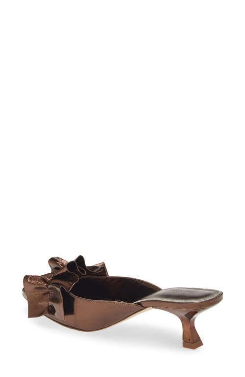 Kaanas Bella Ruffle Kitten Heel Mule In Brown