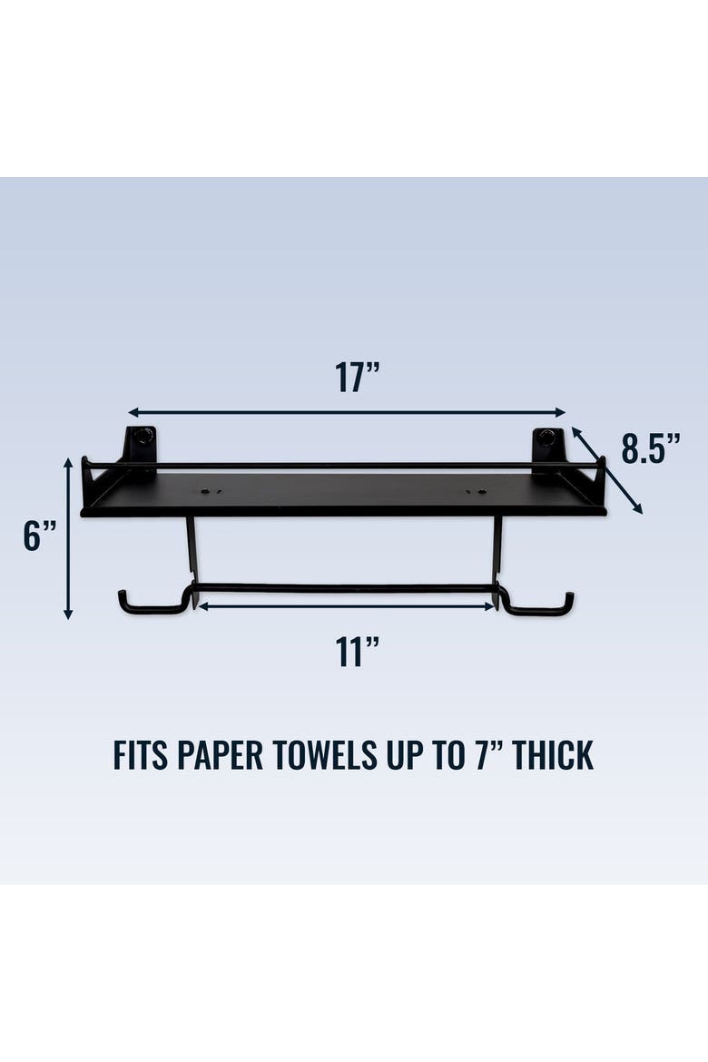 Quick Clean Paper Towel Holder and Wall Shelf, Alternate, color, Black