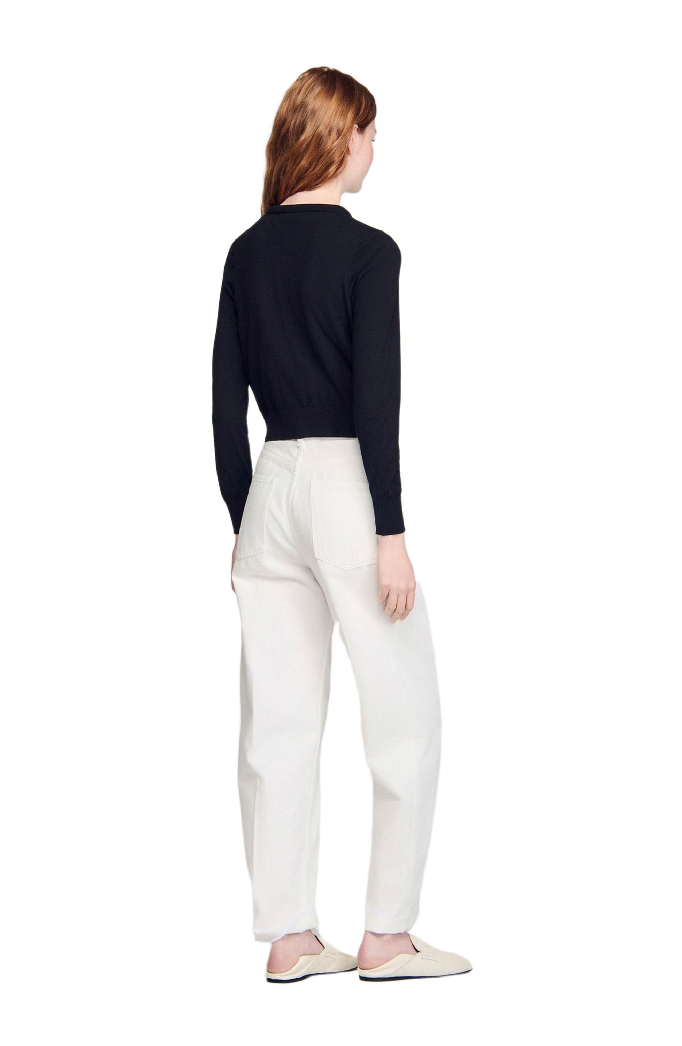 Cropped padded round neck cardigan - image 2