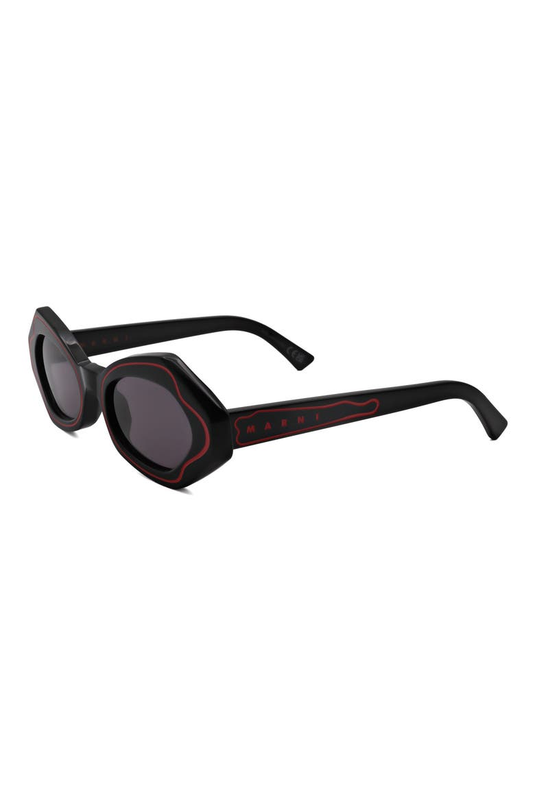 53mm Round Sunglasses, Alternate, color, BLACK / GREY