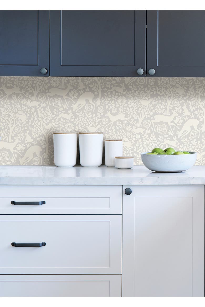 Grey Merriment Peel & Stick Wallpaper, Alternate, color, GREY