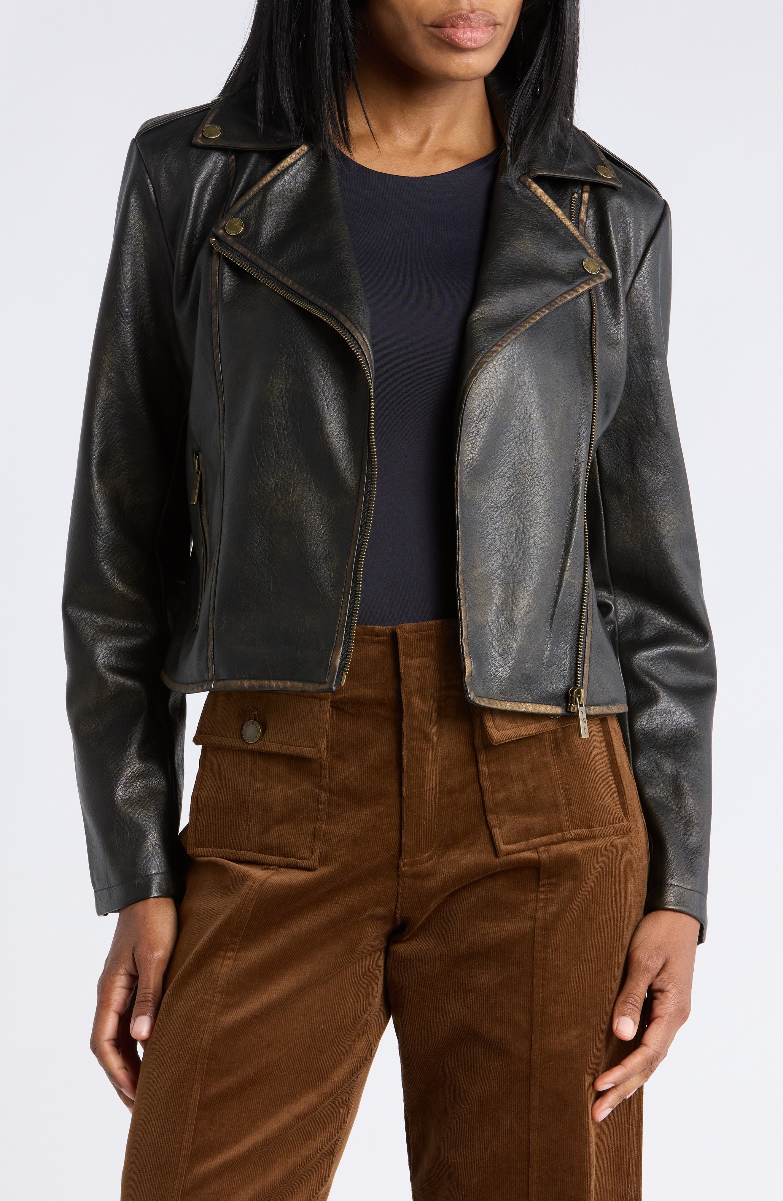 Faux Leather Moto Jacket