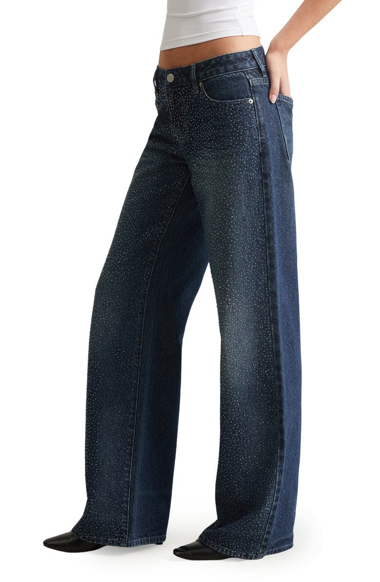 PacSun Dannessa Diamante Baggy Jeans, Alternate, color, Dark Indigo