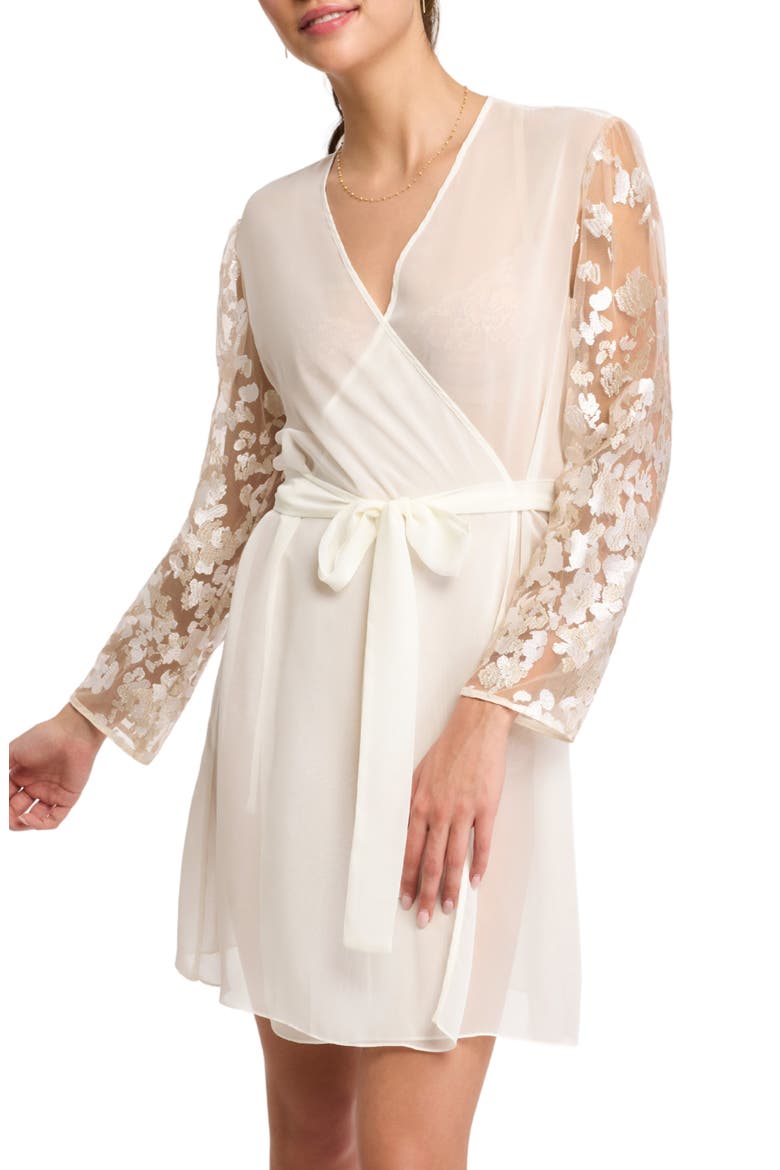 Vija Sheer Robe & Thong Set, Alternate, color, IVORY