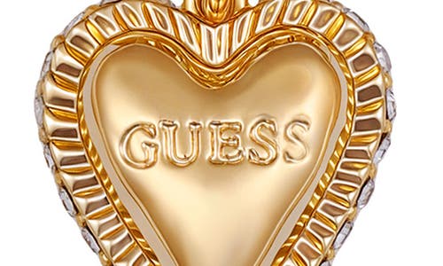 Guess Gold-tone Heart Charm Bangle Bracelet In Gold