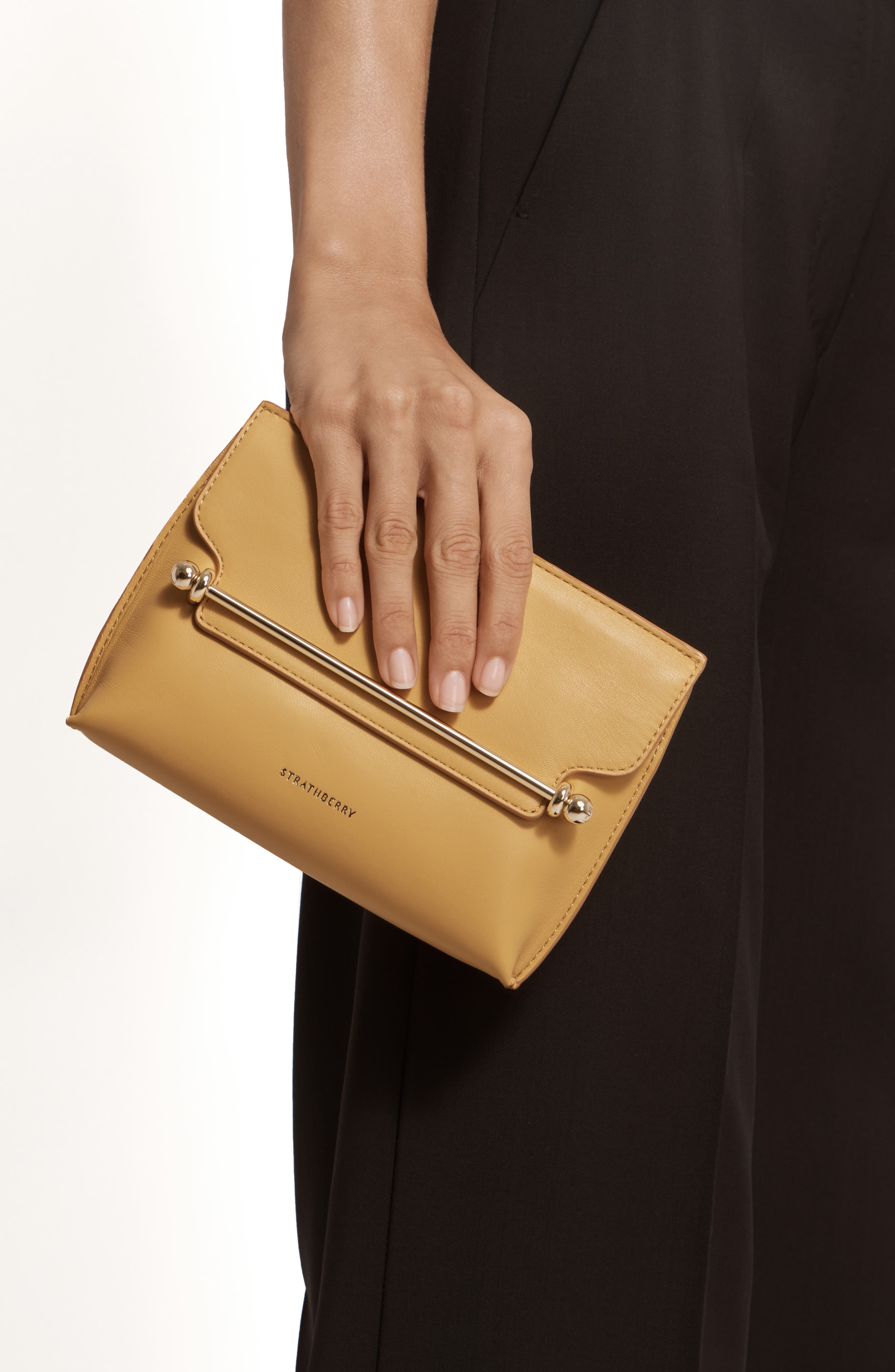 Strathberry Mini Stylist Leather Crossbody Bag, Alternate, color, Brulee