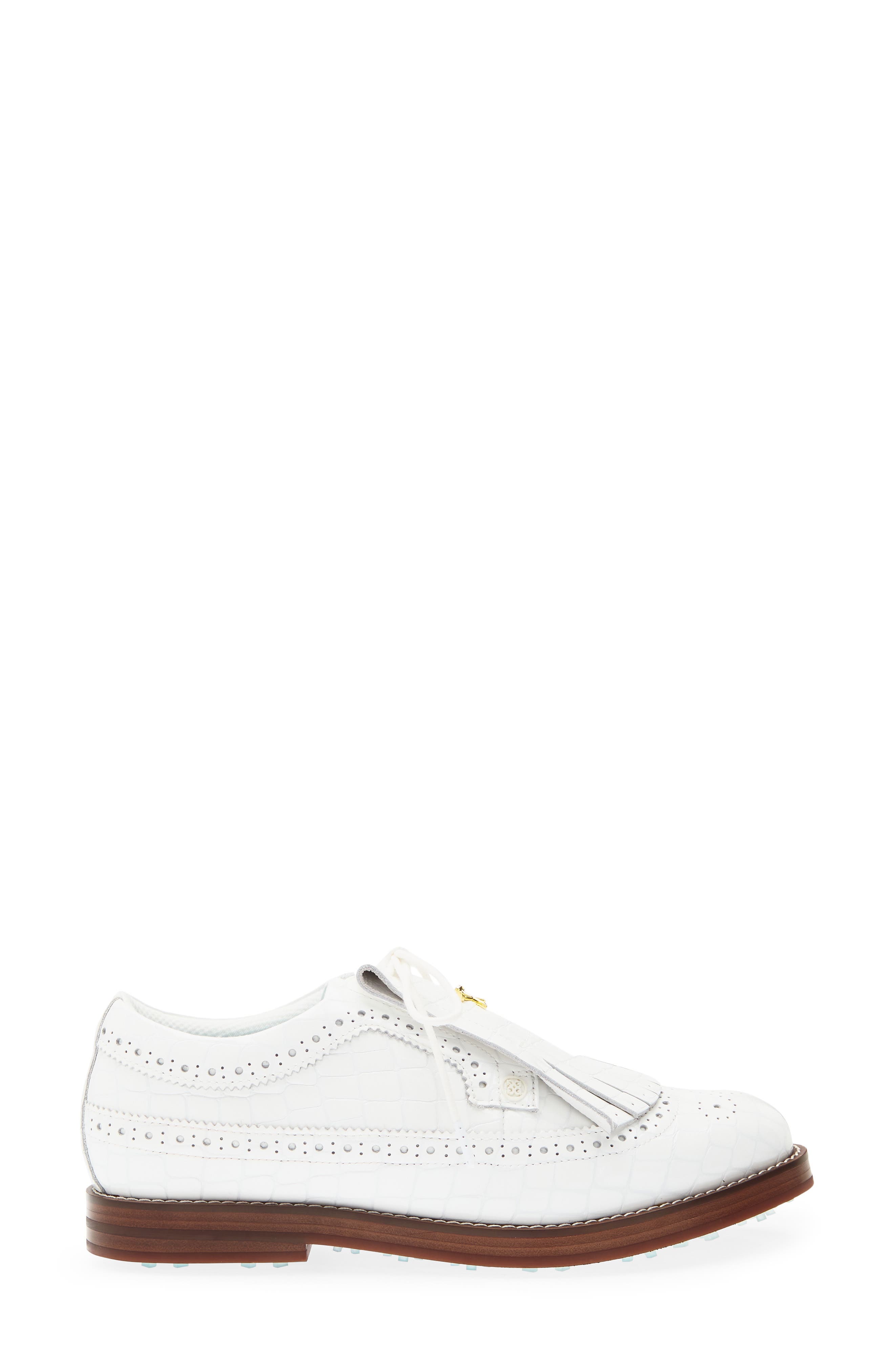 Gallivanter Croc Embossed Longwing Golf Shoe, Alternate, color, SNOW