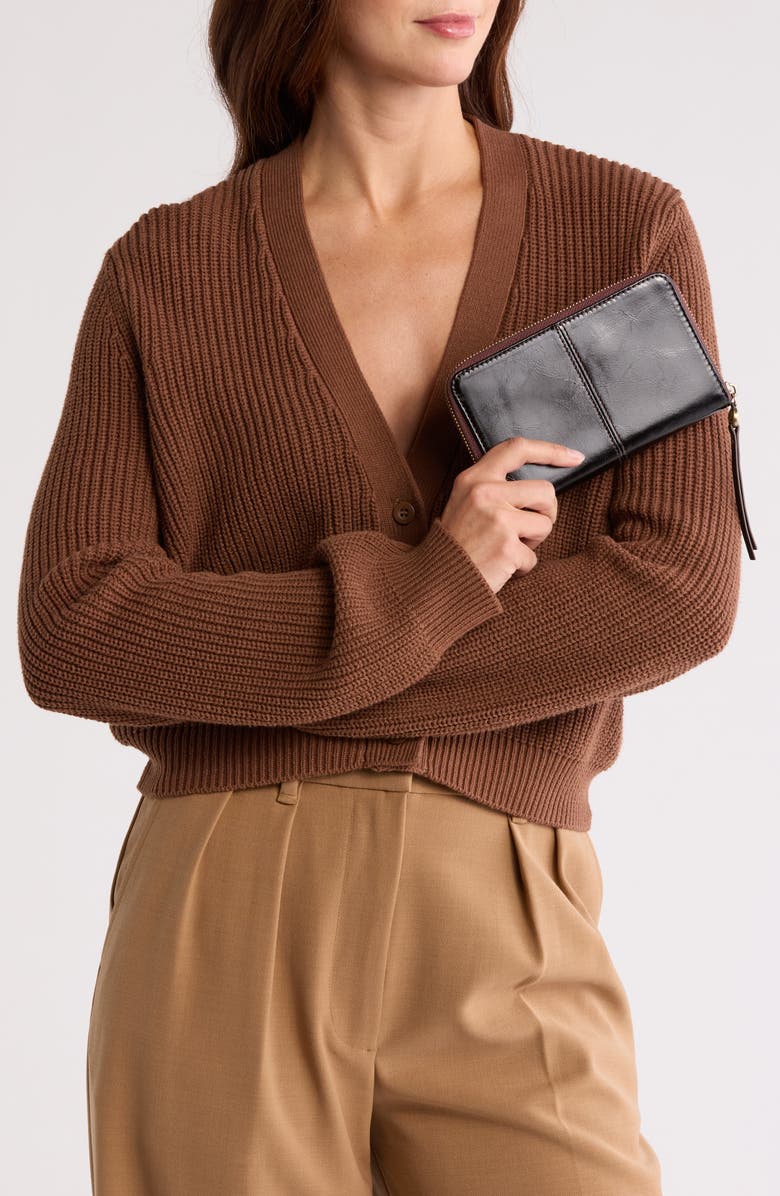 HOBO Rave Leather Wallet, Alternate, color, Black