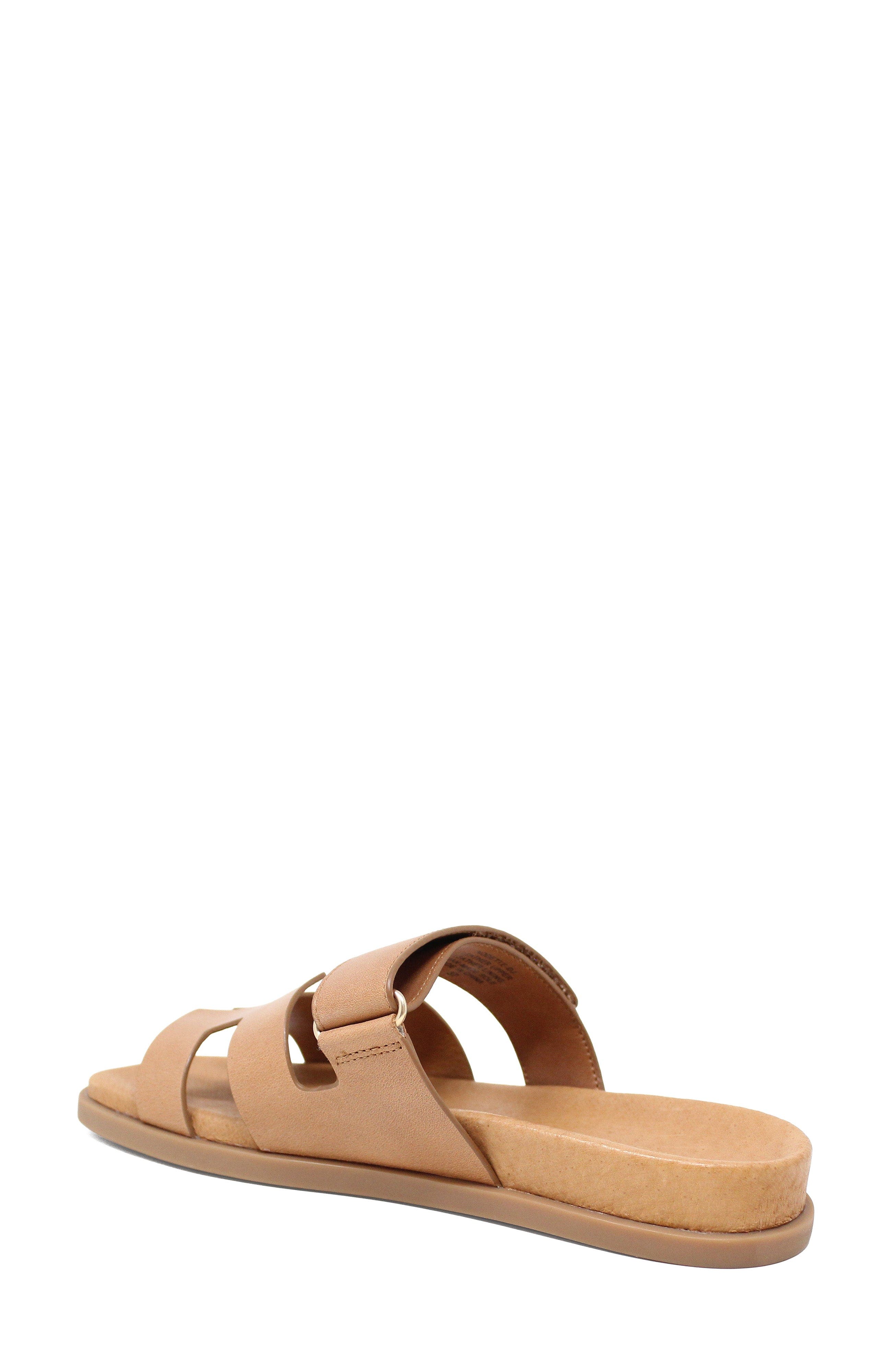 Nodette Flat Sandal Slide, Alternate, color, Tan Leather