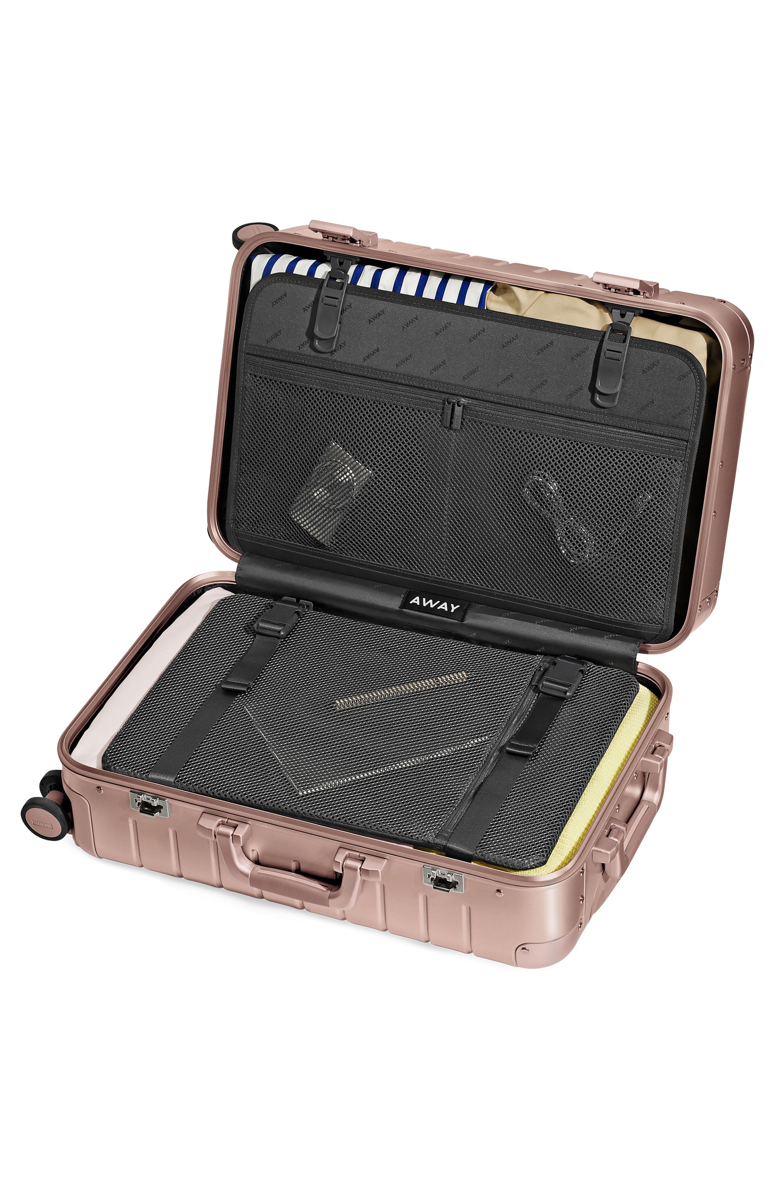 Away The Bigger Carry-On Suitcase: Aluminum Edition, Alternate, color, Rose Gold