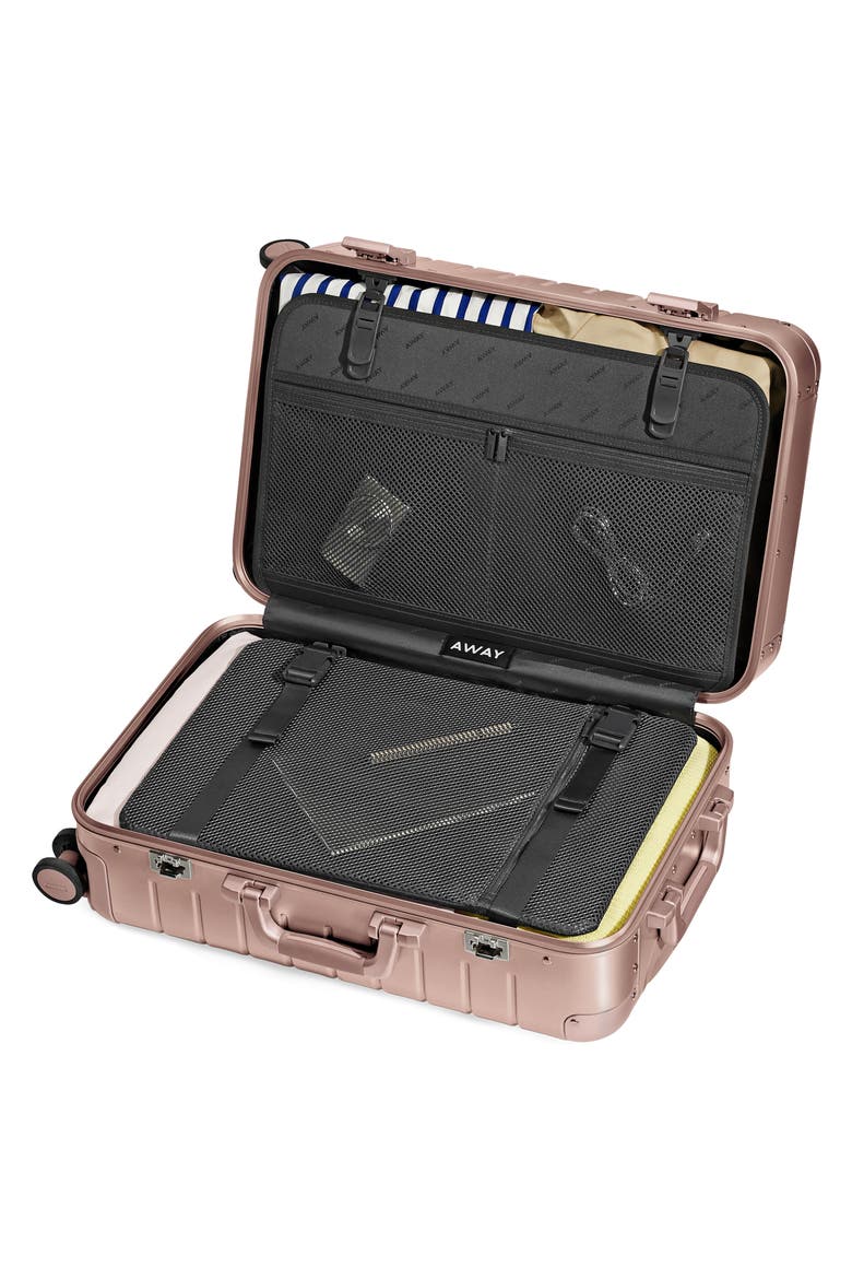 The Bigger Carry-On Suitcase: Aluminum Edition, Alternate, color, ROSE GOLD