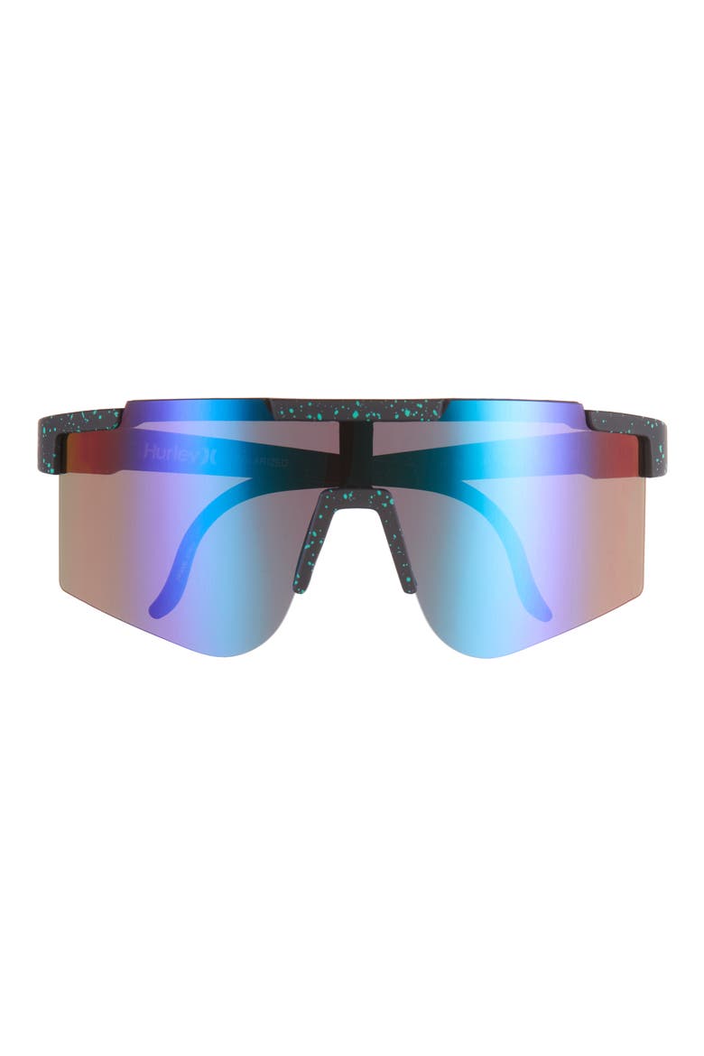 Semi-Rim Shield 137mm Polarized Sunglasses, Main, color, BLUE/BLACK
