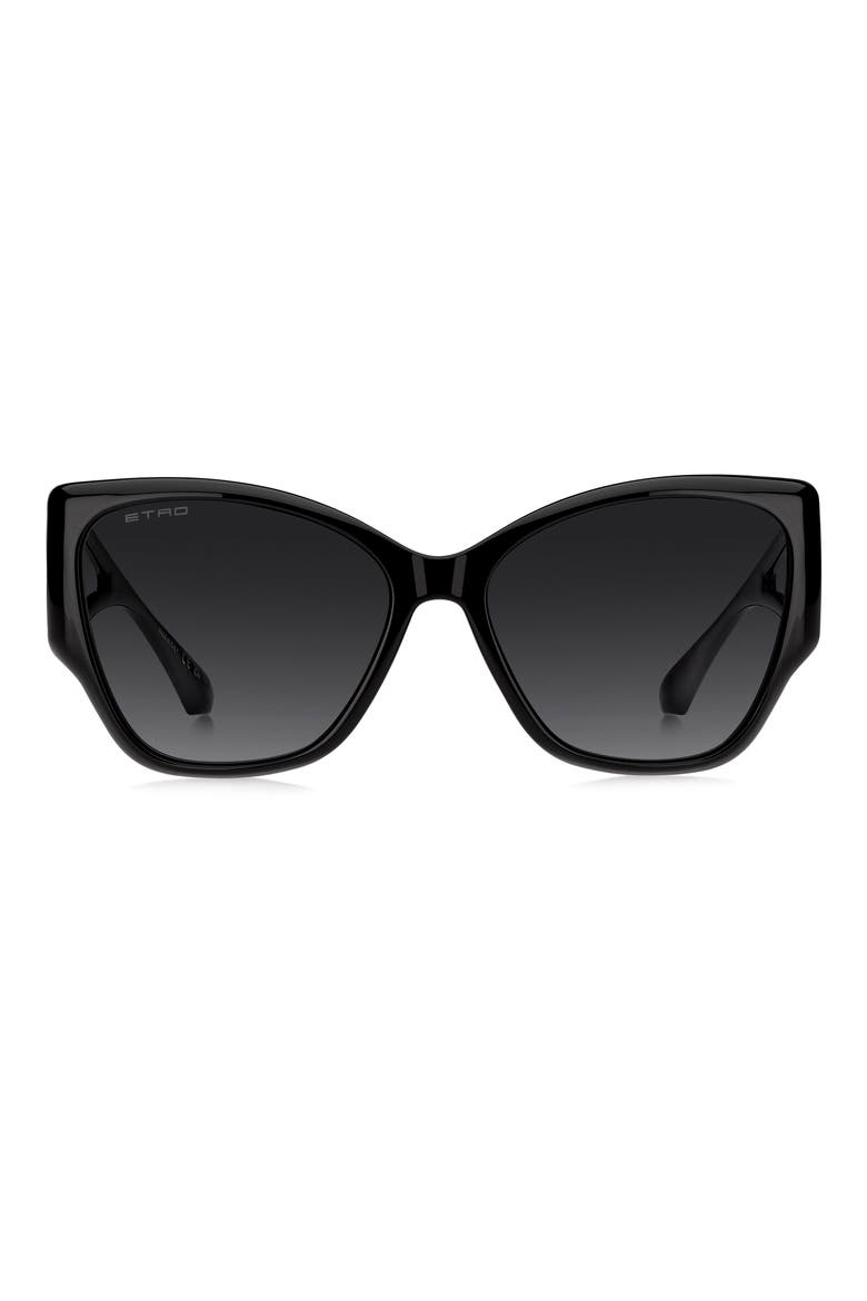 59mm Gradient Cat Eye Sunglasses, Main, color, BLACK/ DARK GREY SF