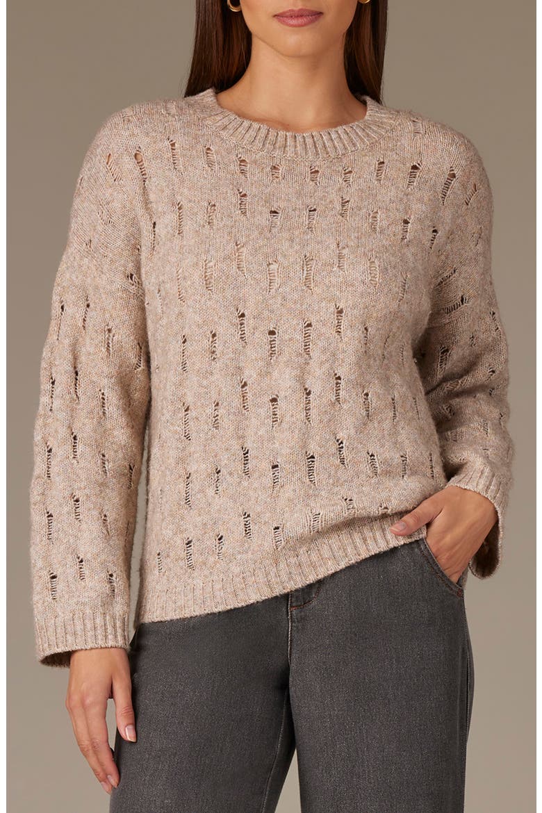 Open Stitch Pullover Sweater, Main, color, HEATHER MOCHA