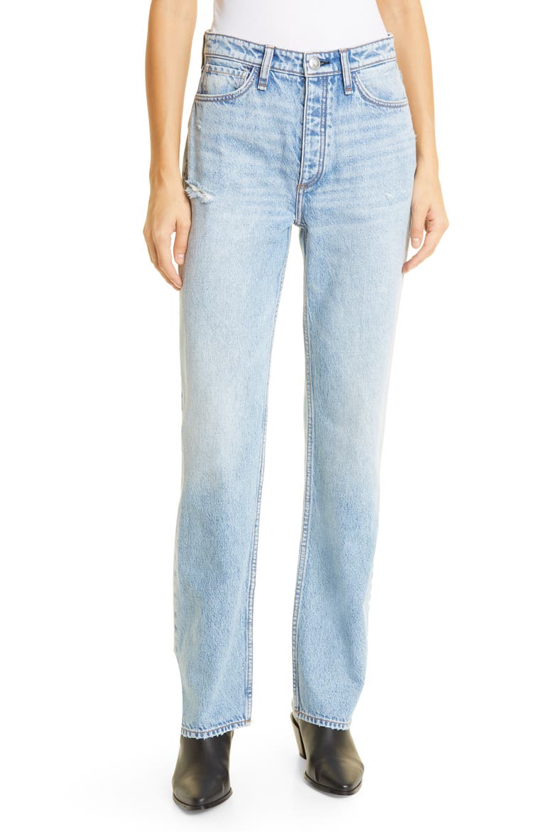 Alex Ripped High Waist Straight Leg Jeans, Main, color, LOU1