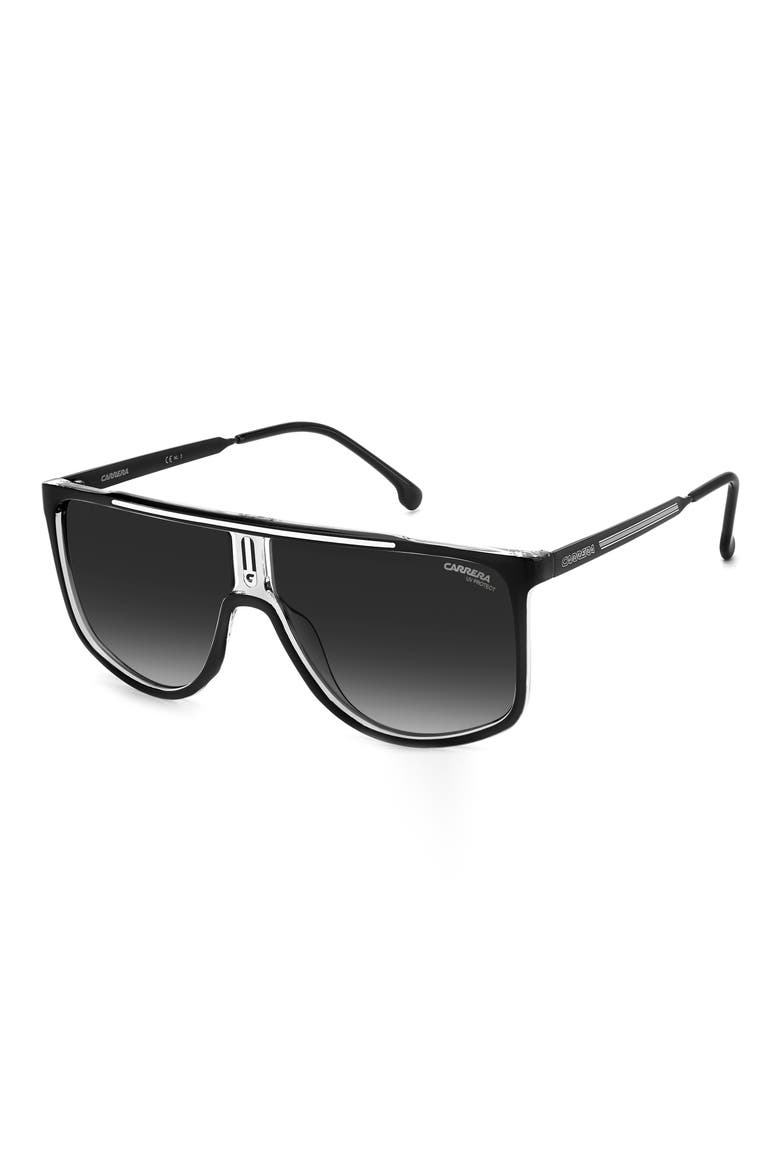 61mm Gradient Flat Top Sunglasses, Alternate, color, BLACK WHITE/ GREY SHADED