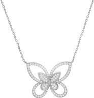 Queen Jewels Sterling Silver Butterfly CZ Pendant Necklace