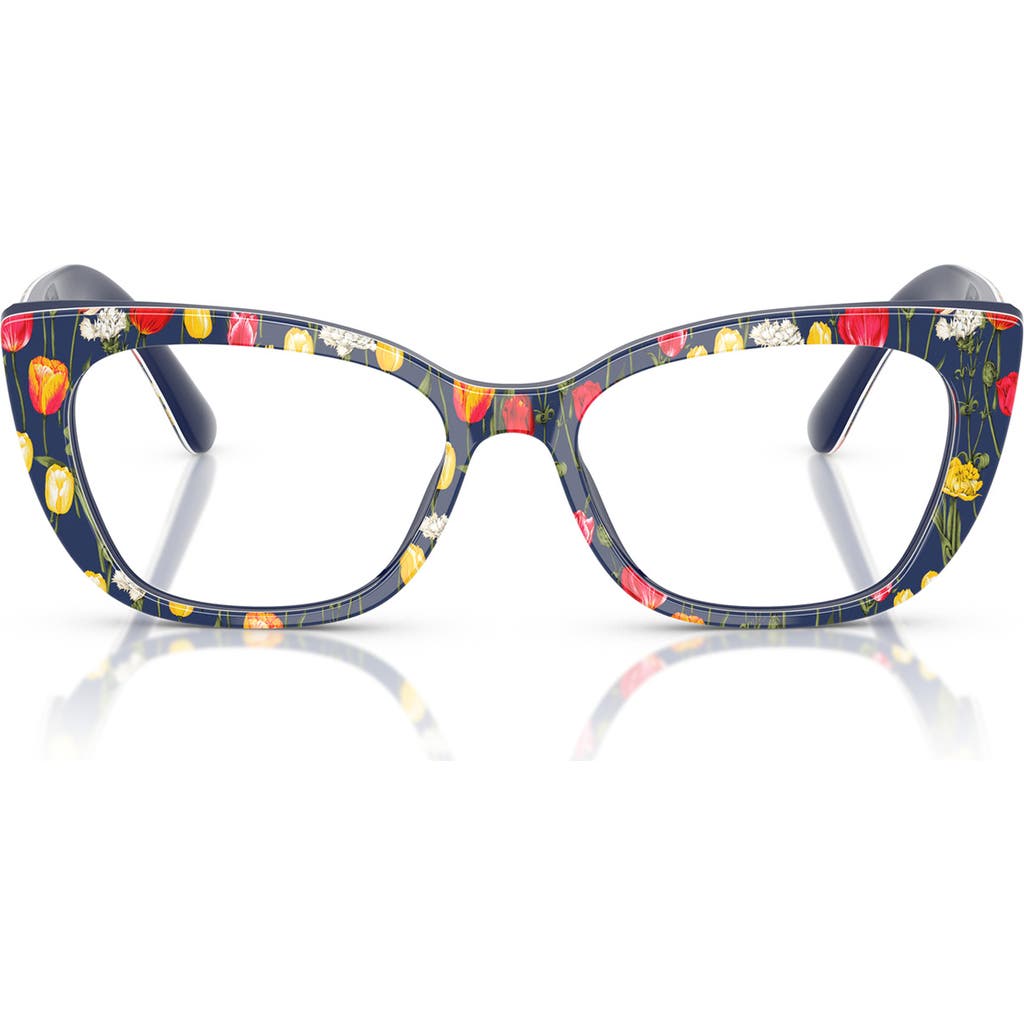 Dolce&Gabbana 49mm Cat Eye Optical Glasses in Tulips /Demo Lens  product