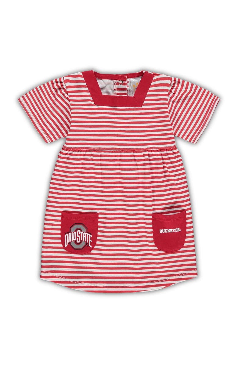 LITTLE KING Girl's Toddler Scarlet Ohio State Buckeyes Striped Dress with Pockets, Main, color, Scarlet