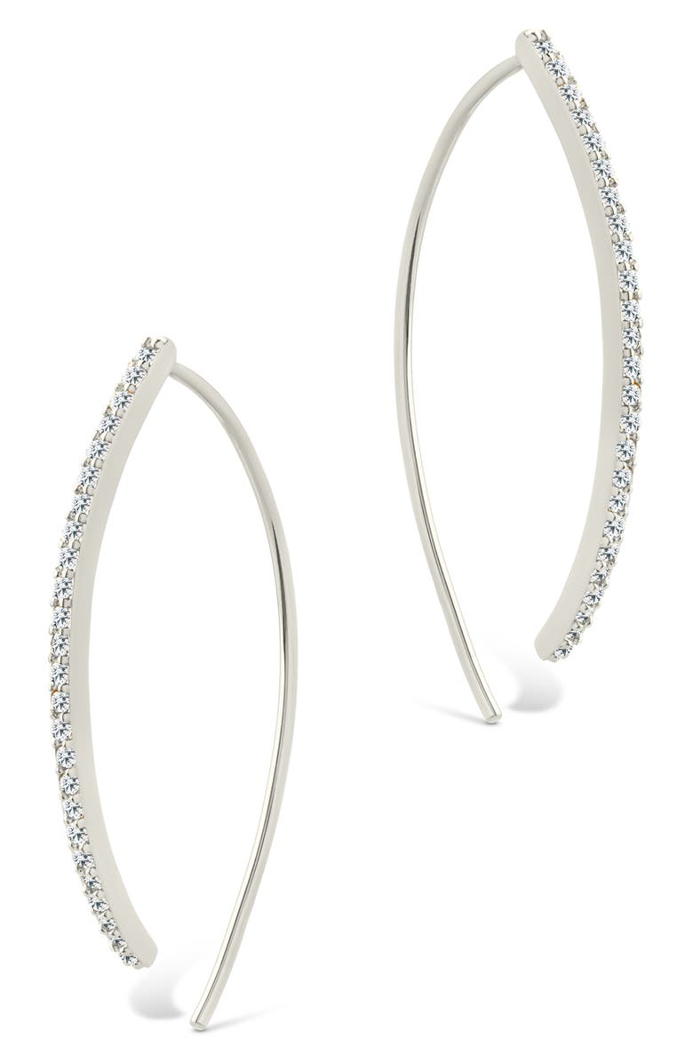 Sterling Forever Vanessa Delicate Pavé Cubic Zirconia Threader Earrings, Alternate, color, Silver