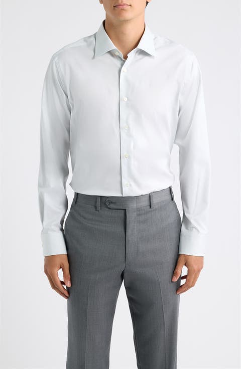 Dream Grey Cotton Stretch Twill Dress Shirt