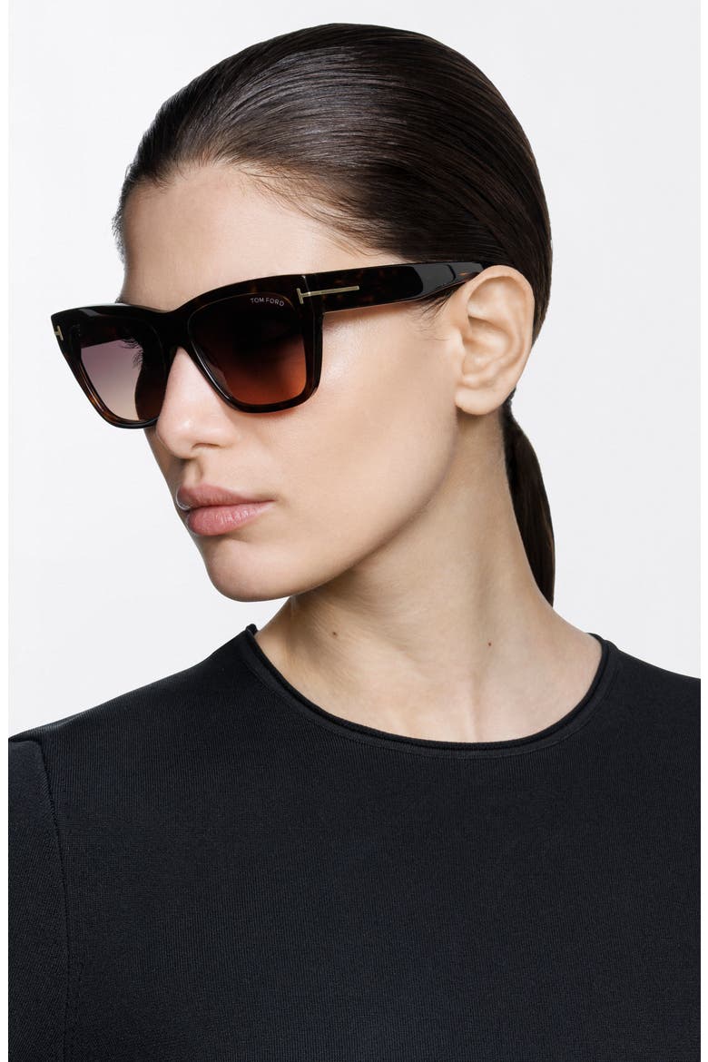 Flynn 55mm Gradient Butterfly Sunglasses, Alternate, color, SHINY CLASSIC DARK HAVANA /T/ LOGO / GRADIENT PLUM TO SAND LENS