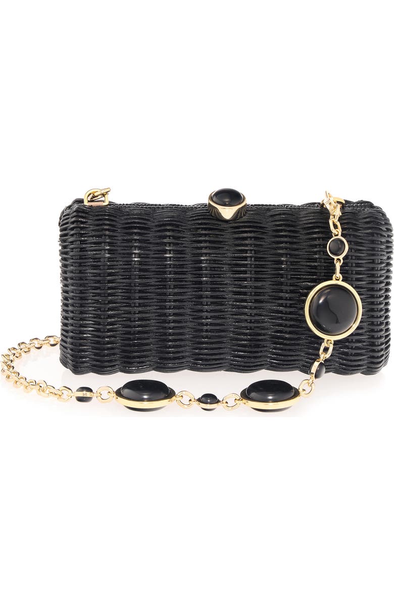 JUDITH LEIBER COUTURE Poppy Wicker Basket Clutch, Main, color, Champagne Black