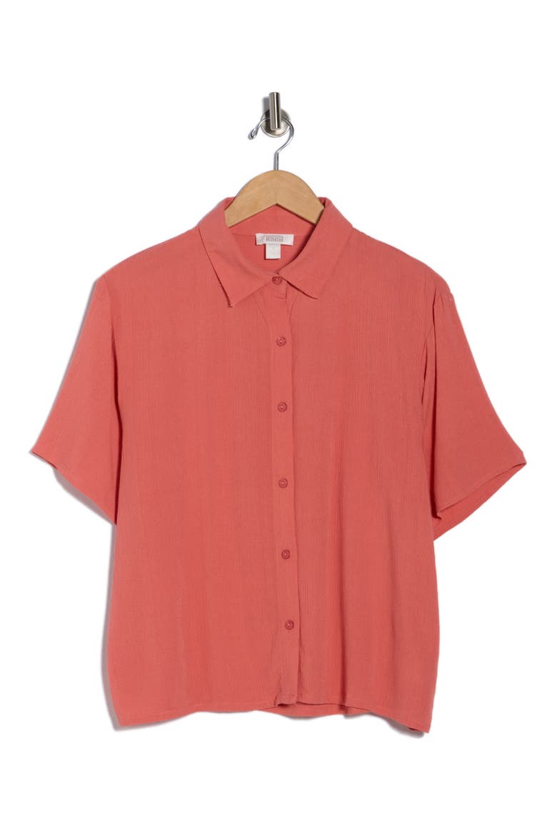 Easy Gauze Cover-Up Shirt, Alternate, color, CORAL FADED