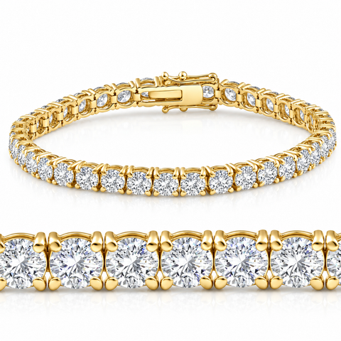 13Ct Round-Cut Diamond Tennis Bracelet 14k Gold 7" Lab Grown
