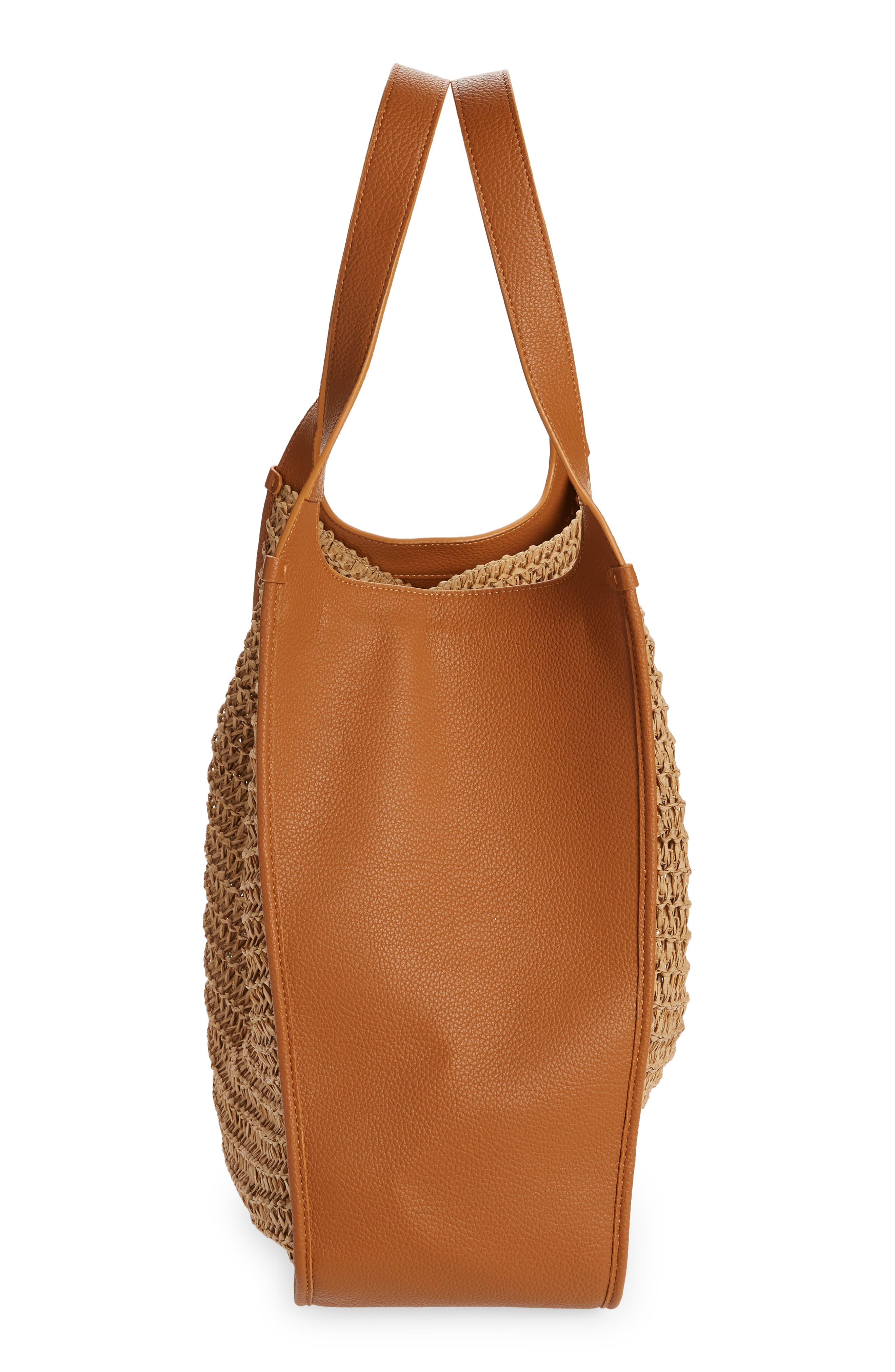 Simon Miller Banyan Leather & Paper Straw Tote Bag, Alternate, color, 