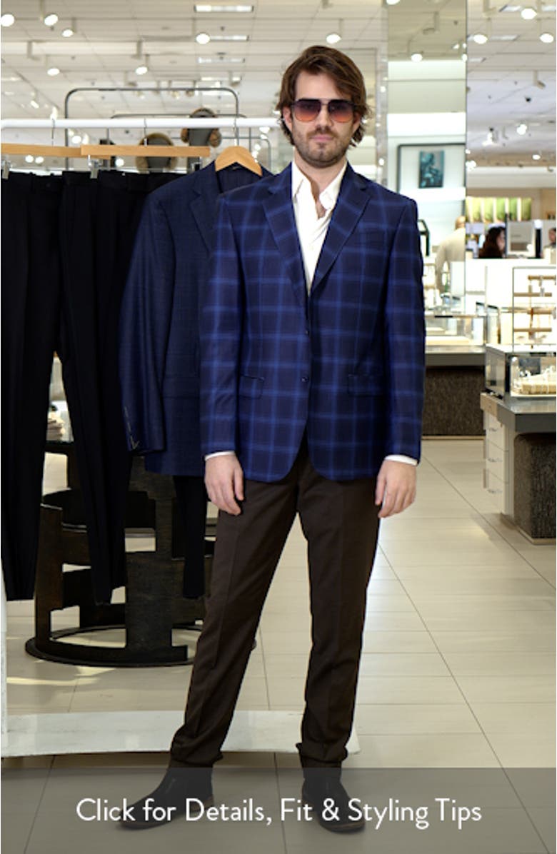 Navy Windowpane Check Virgin Wool Sport Coat, sales video thumbnail