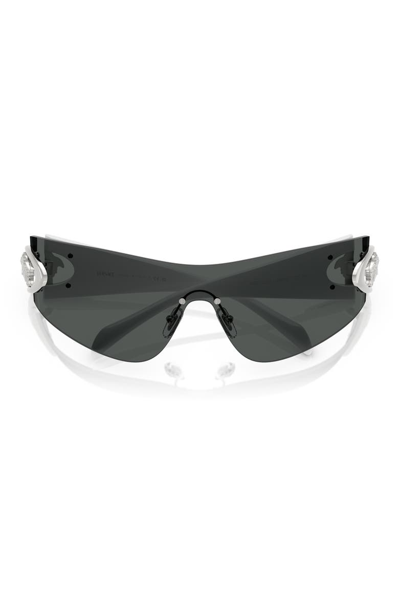 Eclipse 142mm Rimless Wrap Shield Sunglasses, Alternate, color, 10008742 DARK GREY