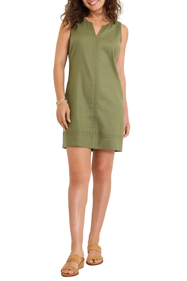 Palm-a-Dora Split Neck Bay Shift Dress, Main, color, DARK FERN