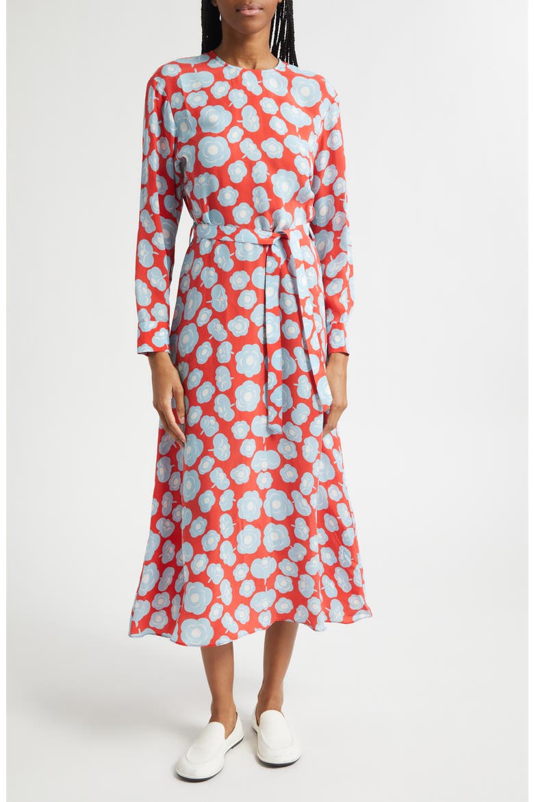 Combu Tumma Floral Long Sleeve Dress, Main, color, LIGHT BLUE RED OFF-WHITE