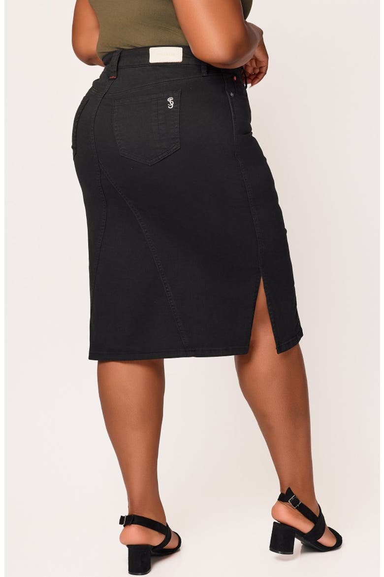 Denim Midi Skirt, Alternate, color, BLACK