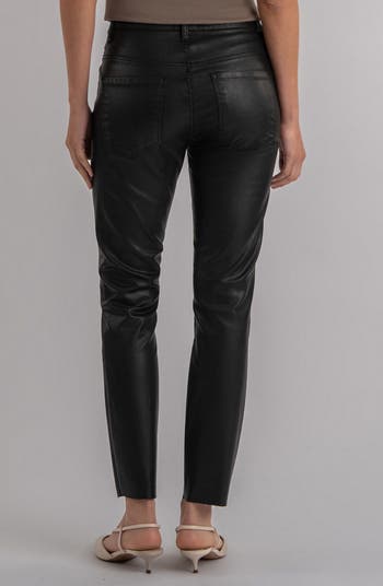 Charlize Coated Raw Hem Ankle Cigarette Jeans