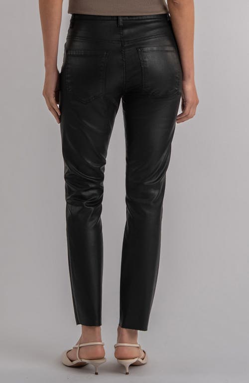 Kut From The Kloth Charlize Coated Raw Hem Ankle Cigarette Jeans In Black